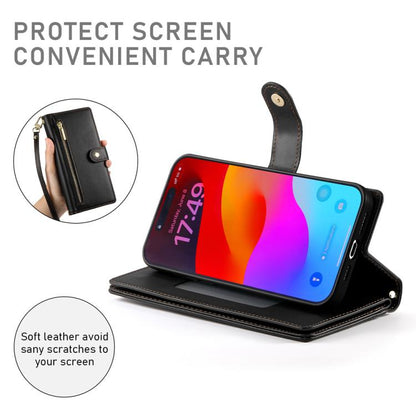 For iPhone Air Nine Card-slot Zipper Wallet Bag Leather Phone Case(Black) - iPhone Air Cases by buy2fix | Online Shopping UK | buy2fix