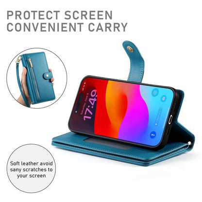 For iPhone Air Nine Card-slot Zipper Wallet Bag Leather Phone Case(Blue) - iPhone Air Cases by buy2fix | Online Shopping UK | buy2fix