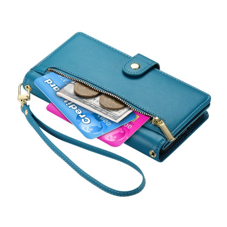 For iPhone Air Nine Card-slot Zipper Wallet Bag Leather Phone Case(Blue) - iPhone Air Cases by buy2fix | Online Shopping UK | buy2fix