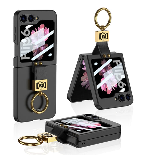 For Samsung Galaxy Z Flip6 / Flip7 FE GKK Integrated Ultra-thin Phone Case with Z Ring Holder(Black) - Galaxy Z Flip6 5G Cases by GKK | Online Shopping UK | buy2fix