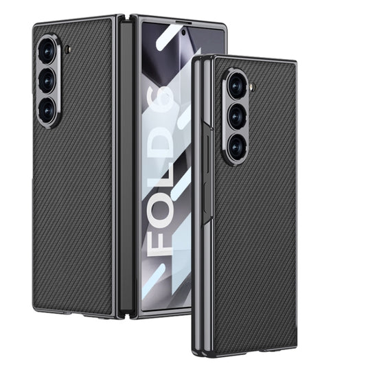 For Samsung Galaxy Z Fold6 GKK Integrated Plating Leather Full Coverage Phone Case(Carbon Fibre) - Galaxy Z Fold6 5G Cases by GKK | Online Shopping UK | buy2fix