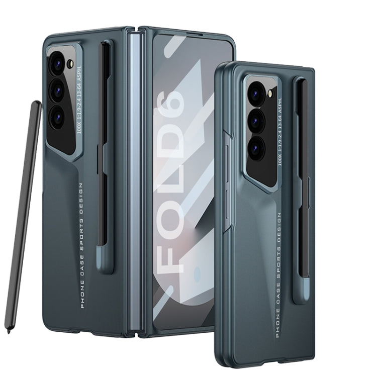For Samsung Galaxy Z Fold6 GKK Integrated Blade Ultra-thin Full Coverage Phone Case with Pen Slot, Not Included Pen(Cyan) by GKK