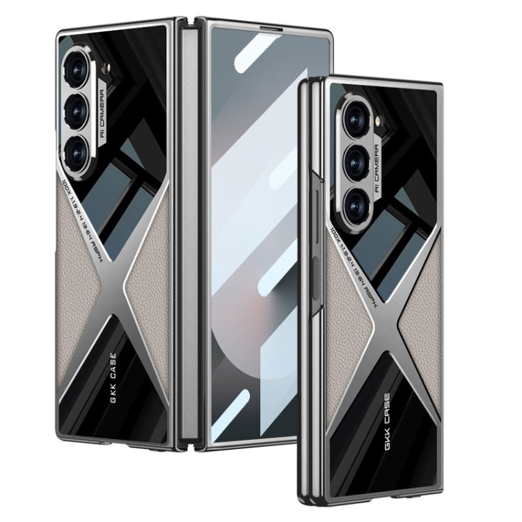 For Samsung Galaxy Z Fold6 GKK Integrated Leather Electroplating Supersonic Speed Shockproof Phone Case(Titanium Gray) by GKK