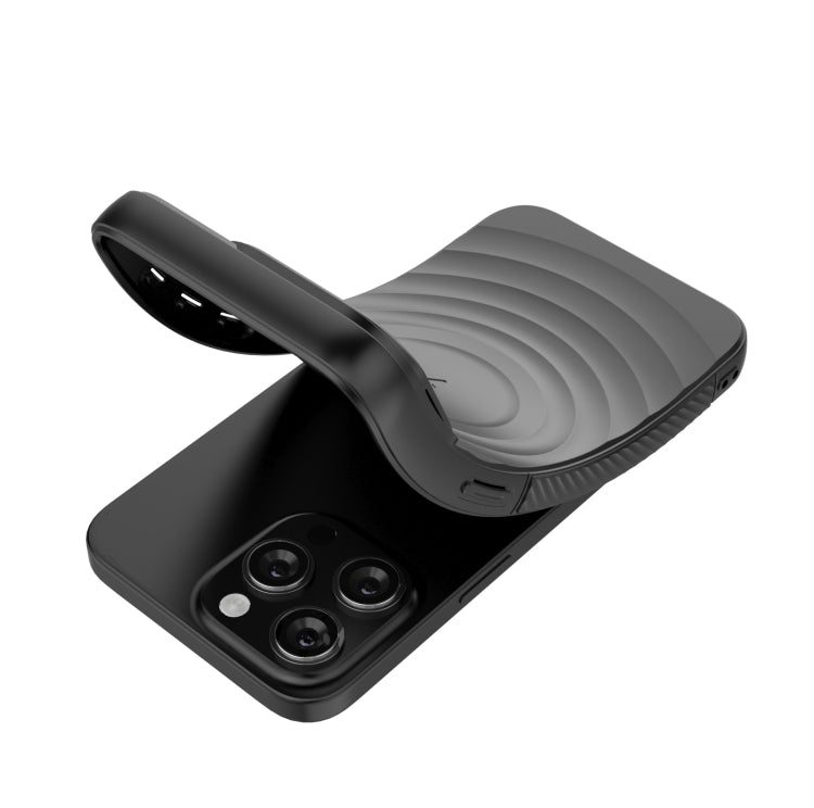 For iPhone 15 Pro Max Lens Frame Bracket Corrugated MagSafe Phone Case(Black) by buy2fix