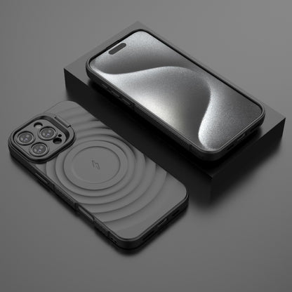 For iPhone 16 Pro Max Lens Frame Bracket Corrugated MagSafe Phone Case(Black) by buy2fix