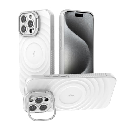 For iPhone 16 Pro Max Lens Frame Bracket Corrugated MagSafe Phone Case(White) by buy2fix