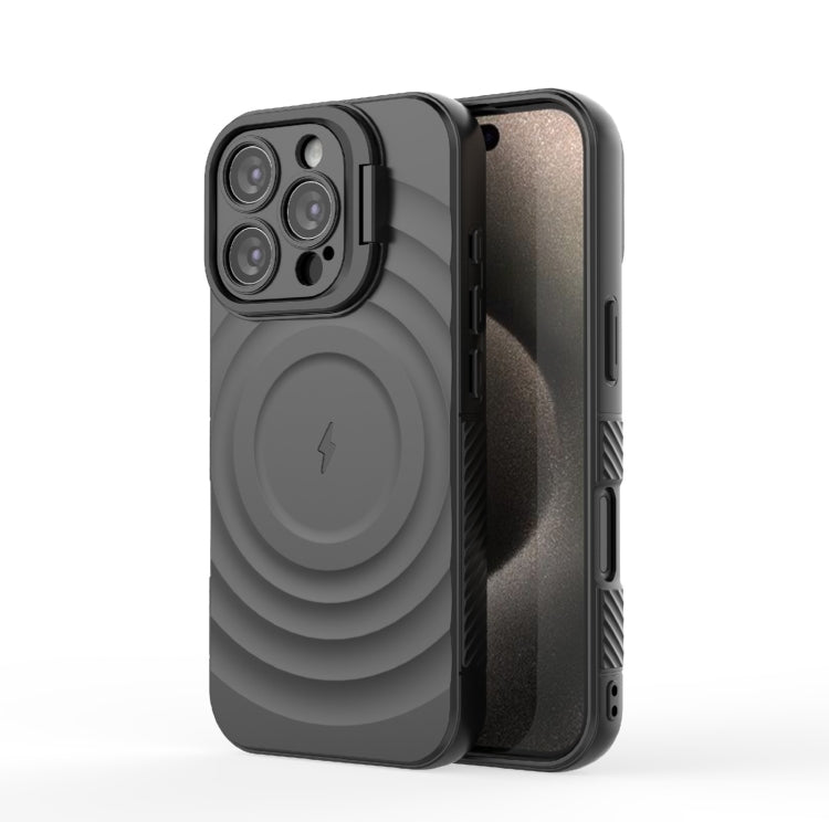 For iPhone 16 Pro Lens Frame Bracket Corrugated MagSafe Phone Case(Black) by buy2fix