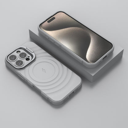 For iPhone 16 Pro Lens Frame Bracket Corrugated MagSafe Phone Case(Grey) by buy2fix