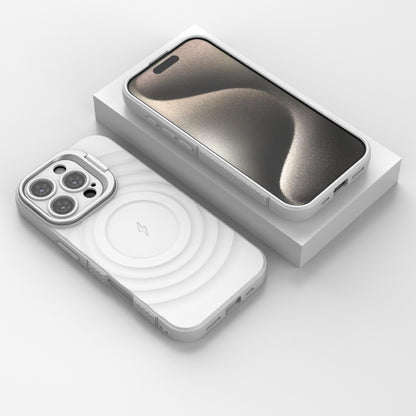 For iPhone 16 Pro Lens Frame Bracket Corrugated MagSafe Phone Case(White) by buy2fix