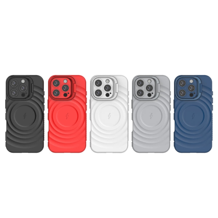 For iPhone 16 Pro Lens Frame Bracket Corrugated MagSafe Phone Case(White) by buy2fix