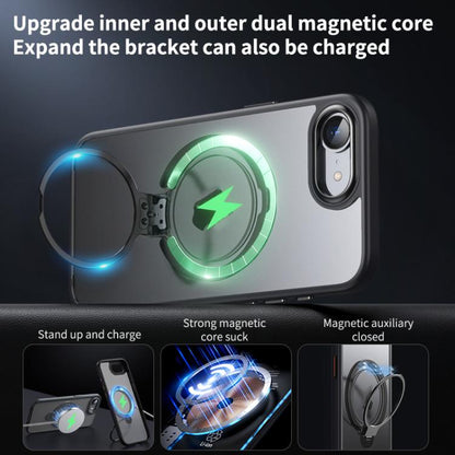 For iPhone 16e Double Ring MagSafe Magnetic Holder Phone Case(Transparent) - iPhone 16e Cases by buy2fix | Online Shopping UK | buy2fix