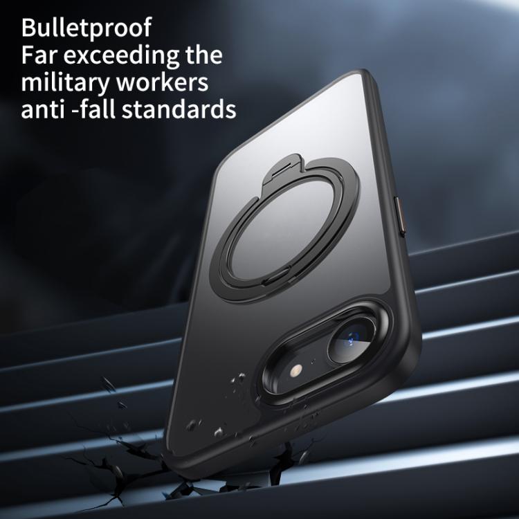 For iPhone 16e Double Ring MagSafe Magnetic Holder Phone Case(Transparent) - iPhone 16e Cases by buy2fix | Online Shopping UK | buy2fix