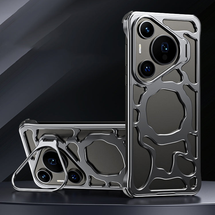 For Huawei Pura 70 Auspicious Cloud Series MagSafe Metal Phone Case with Bracket(Grey) - Huawei Cases by buy2fix | Online Shopping UK | buy2fix