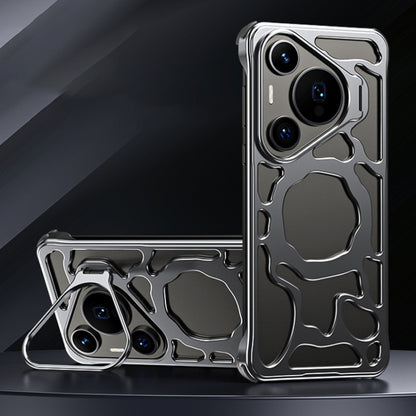 For Huawei Pura 70 Auspicious Cloud Series MagSafe Metal Phone Case with Bracket(Grey) - Huawei Cases by buy2fix | Online Shopping UK | buy2fix