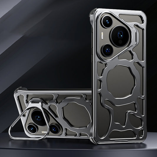 For Huawei Pura 70 Auspicious Cloud Series MagSafe Metal Phone Case with Bracket(Grey) - Huawei Cases by buy2fix | Online Shopping UK | buy2fix