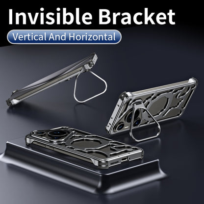 For Huawei Pura 70 Auspicious Cloud Series MagSafe Metal Phone Case with Bracket(Grey) - Huawei Cases by buy2fix | Online Shopping UK | buy2fix