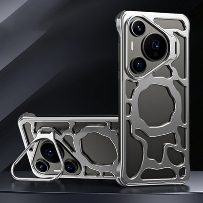 For Huawei Pura 70 Pro Auspicious Cloud Series MagSafe Metal Phone Case with Bracket(Silver) - Huawei Cases by buy2fix | Online Shopping UK | buy2fix