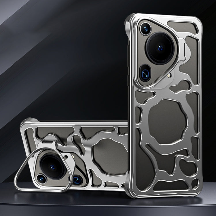 For Huawei Pura 70 Ultra Auspicious Cloud Series MagSafe Metal Phone Case with Bracket(Silver) - Huawei Cases by buy2fix | Online Shopping UK | buy2fix