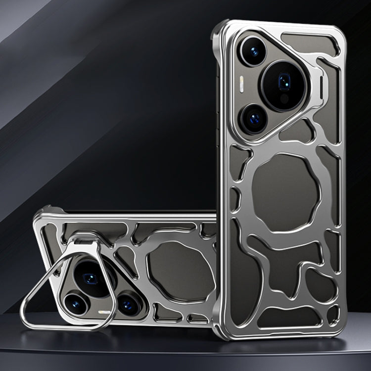 For Huawei Pura 70 Pro+ Auspicious Cloud Series MagSafe Metal Phone Case with Bracket(Silver) - Huawei Cases by buy2fix | Online Shopping UK | buy2fix