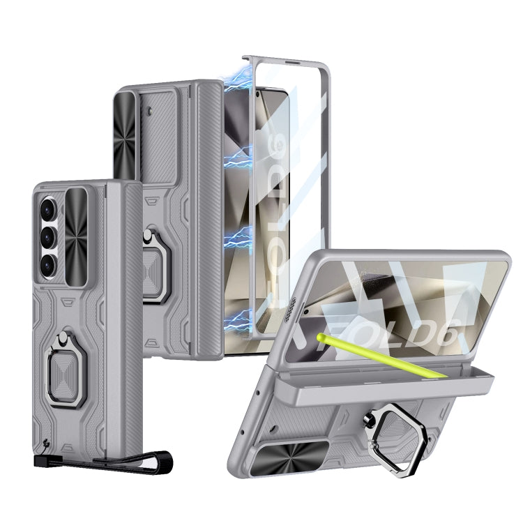 For Samsung Galaxy Z Fold6 GKK Integrated Folding Alloy Shell PC Phone Case with Pen Box, Not Included Pen(Mountain Gray) by GKK
