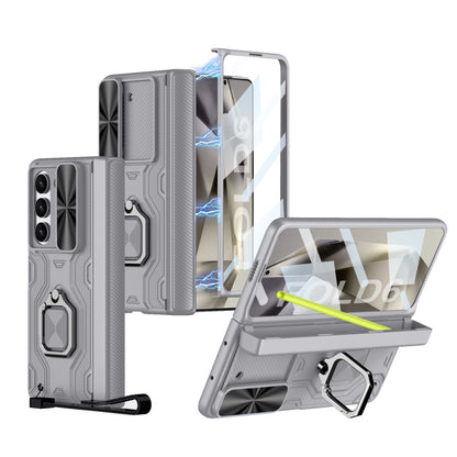 For Samsung Galaxy Z Fold6 GKK Integrated Folding Alloy Shell PC Phone Case with Pen Box, Not Included Pen(Mountain Gray) by GKK