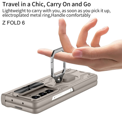 For Samsung Galaxy Z Fold6 GKK Integrated Folding Alloy Shell PC Phone Case with Pen Box, Not Included Pen(Mountain Gray) by GKK