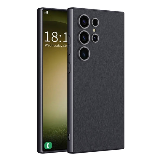 For Samsung Galaxy S23 Ultra 5G GKK Metal Paint Skin Feel Leather Full Coverage Phone Case(Black)