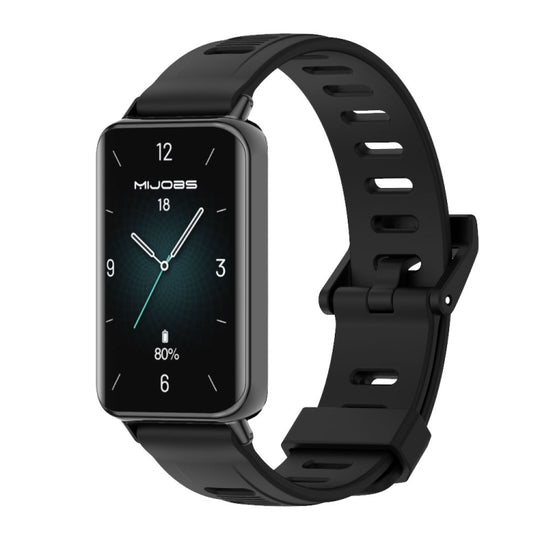For Honor Band 10 / 9 MIJOBS Flat Hole Breathable TPU Watch Band(Black)