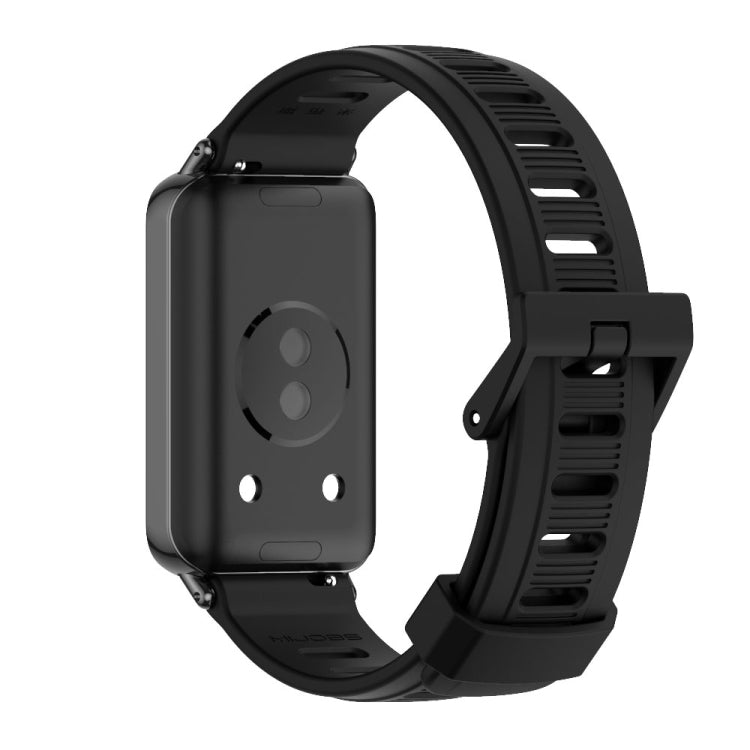 For Honor Band 10 / 9 MIJOBS Flat Hole Breathable TPU Watch Band(Black) - Watch Bands by MIJOBS | Online Shopping UK | buy2fix