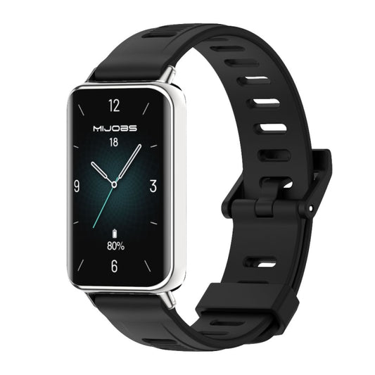 For Honor Band 10 / 9 MIJOBS Flat Hole Breathable TPU Watch Band(Black Silver) - Watch Bands by MIJOBS | Online Shopping UK | buy2fix