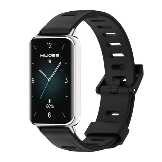 For Honor Band 10 / 9 MIJOBS Flat Hole Breathable TPU Watch Band(Black Silver)