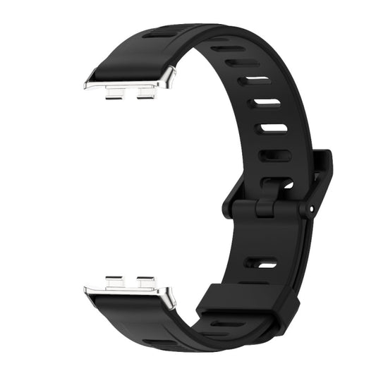 For Honor Band 10 / 9 MIJOBS Flat Hole Breathable TPU Watch Band(Black Silver) - Watch Bands by MIJOBS | Online Shopping UK | buy2fix