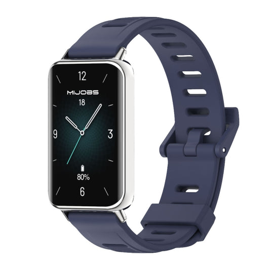For Honor Band 10 / 9 MIJOBS Flat Hole Breathable TPU Watch Band(Midnight Blue Silver) - Watch Bands by MIJOBS | Online Shopping UK | buy2fix