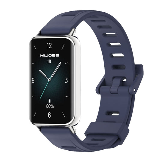 For Honor Band 10 / 9 MIJOBS Flat Hole Breathable TPU Watch Band(Midnight Blue Silver)
