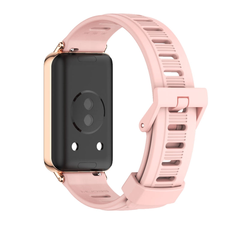 For Honor Band 10 / 9 MIJOBS Flat Hole Breathable TPU Watch Band(Pink Rose Gold) - Watch Bands by MIJOBS | Online Shopping UK | buy2fix