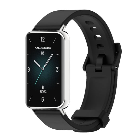 For Honor Band 10 / 9 MIJOBS Solid Color Silicone Watch Band(Black Silver)