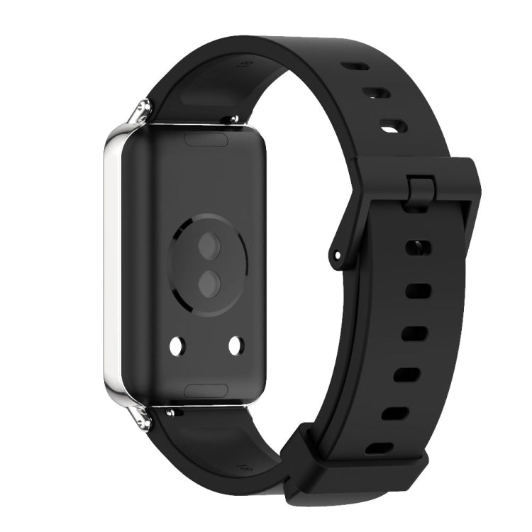 For Honor Band 10 / 9 MIJOBS Solid Color Silicone Watch Band(Black Silver) - Watch Bands by MIJOBS | Online Shopping UK | buy2fix