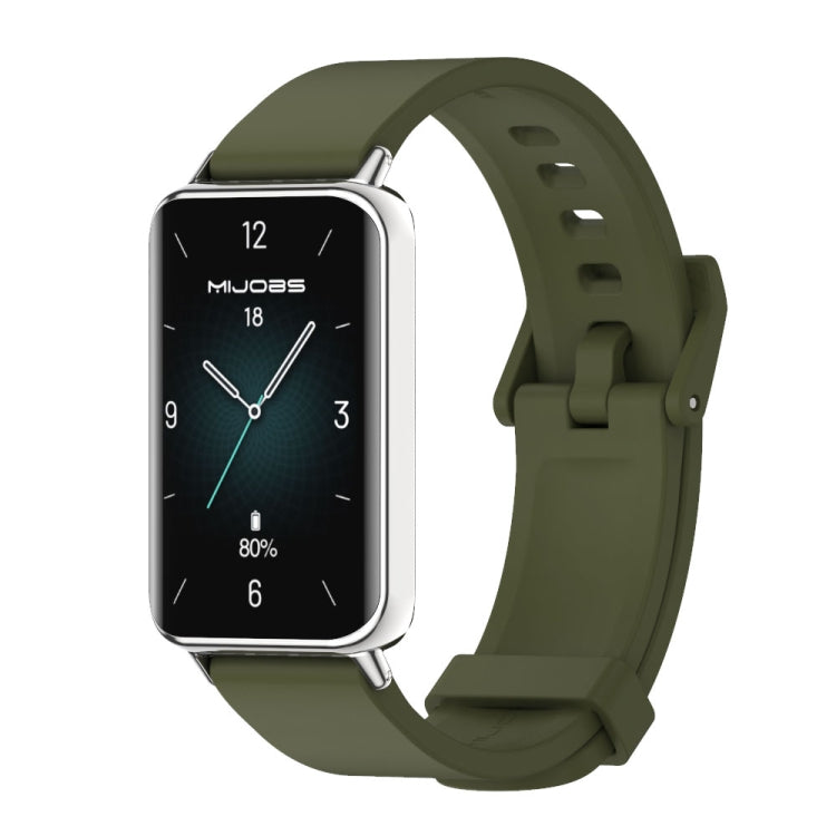 For Honor Band 10 / 9 MIJOBS Solid Color Silicone Watch Band(Army Green Silver) - Watch Bands by MIJOBS | Online Shopping UK | buy2fix