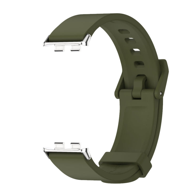 For Honor Band 10 / 9 MIJOBS Solid Color Silicone Watch Band(Army Green Silver) - Watch Bands by MIJOBS | Online Shopping UK | buy2fix