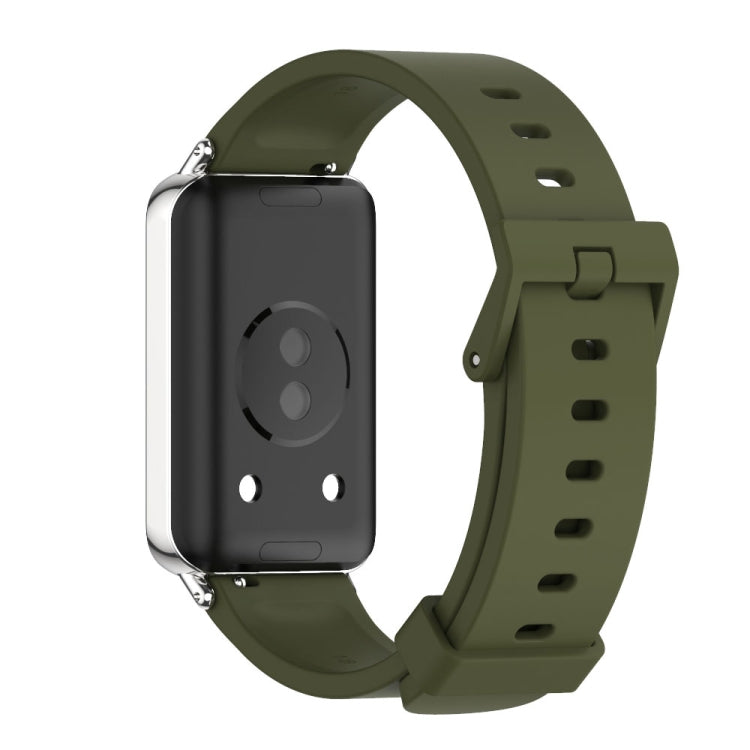 For Honor Band 10 / 9 MIJOBS Solid Color Silicone Watch Band(Army Green Silver) - Watch Bands by MIJOBS | Online Shopping UK | buy2fix