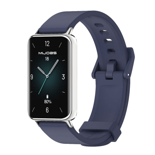 For Honor Band 10 / 9 MIJOBS Solid Color Silicone Watch Band(Midnight Blue Silver) - Watch Bands by MIJOBS | Online Shopping UK | buy2fix