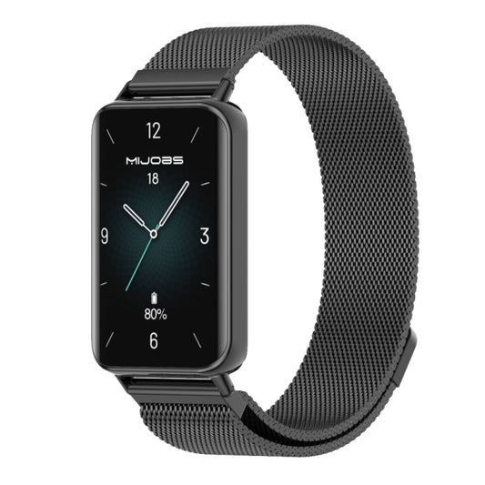 For Honor Band 10 / 9 MIJOBS Milan Magnetic Stainless Steel Watch Band(Black) - Watch Bands by MIJOBS | Online Shopping UK | buy2fix