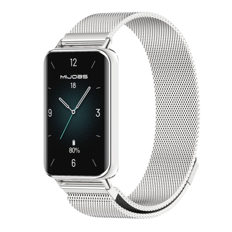 For Honor Band 10 / 9 MIJOBS Milan Magnetic Stainless Steel Watch Band(Silver) - Watch Bands by MIJOBS | Online Shopping UK | buy2fix