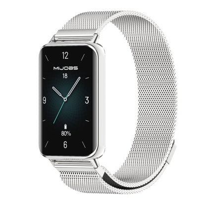 For Honor Band 10 / 9 MIJOBS Milan Magnetic Stainless Steel Watch Band(Silver) - Watch Bands by MIJOBS | Online Shopping UK | buy2fix