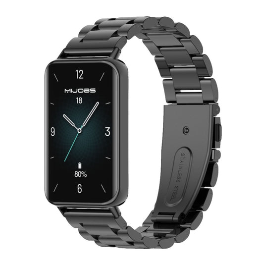 For Honor Band 10 / 9 MIJOBS Three-Beads Stainless Steel Watch Band(Black) - Watch Bands by MIJOBS | Online Shopping UK | buy2fix