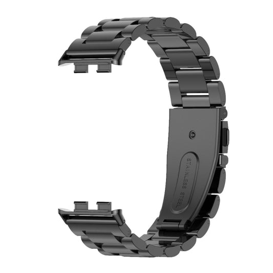 For Honor Band 10 / 9 MIJOBS Three-Beads Stainless Steel Watch Band(Black) - Watch Bands by MIJOBS | Online Shopping UK | buy2fix