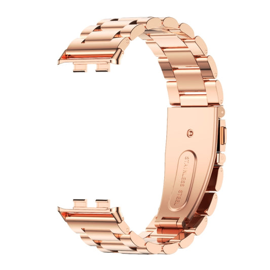 For Honor Band 10 / 9 MIJOBS Three-Beads Stainless Steel Watch Band(Rose Gold) - Watch Bands by MIJOBS | Online Shopping UK | buy2fix
