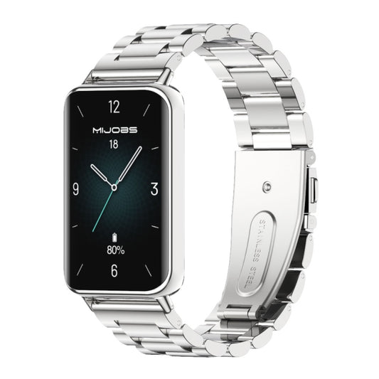 For Honor Band 10 / 9 MIJOBS Three-Beads Stainless Steel Watch Band(Silver) - Watch Bands by MIJOBS | Online Shopping UK | buy2fix