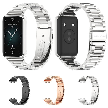 For Honor Band 10 / 9 MIJOBS Three-Beads Stainless Steel Watch Band(Silver) - Watch Bands by MIJOBS | Online Shopping UK | buy2fix