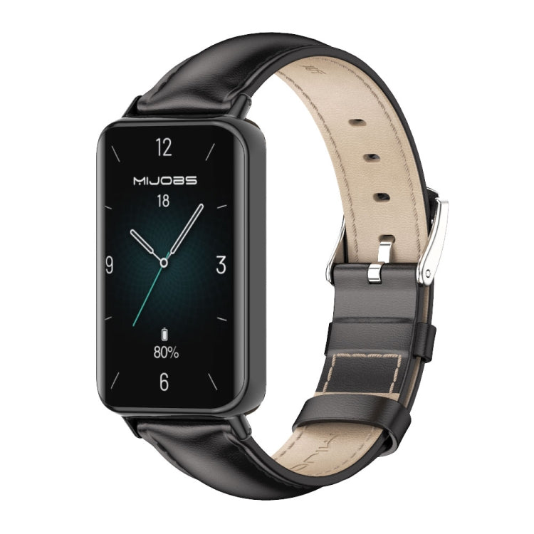 For Honor Band 10 / 9 MIJOBS Cowhide Leather Watch Band(Black) - Watch Bands by MIJOBS | Online Shopping UK | buy2fix